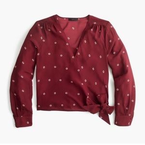 J.Crew Burgundy Silk Wrap Top